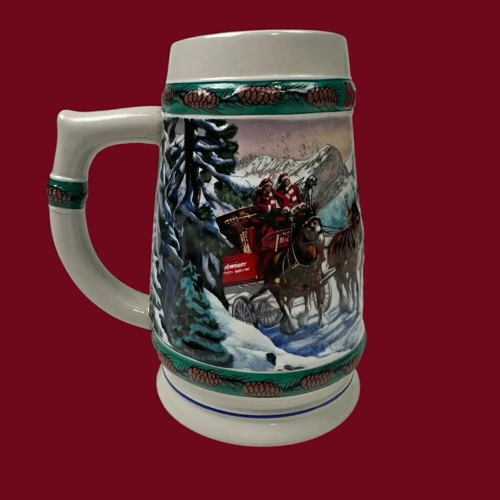 1993 Budweiser Christmas Special Delivery By Nora Koerber Holiday Beer Stein VTG